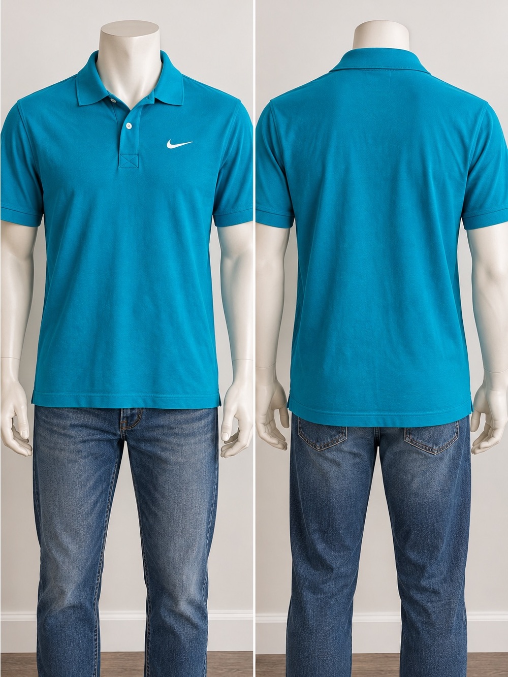 Nike Teal Blue Men’s Polo with White Swoosh 100% cotton